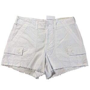 American Eagle '90s Boyfriend Short High Rise White Cargo Stretch Shorts Women 2